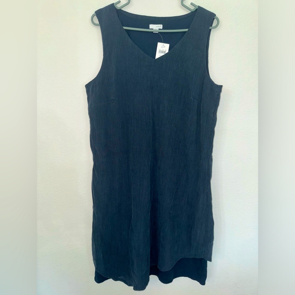 NWT J Jill Pure Jill Deep Blue Caper Layered Sleeveless Dress Size Large